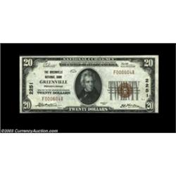 Greenville, PA - $20 1929 Ty. 1 The Greenville NB Ch. # 2251Bright Crisp Uncirculated, cut just a bi