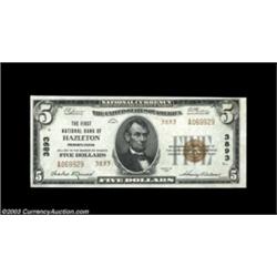 Hazleton, PA - $5 1929 Ty. 2 The First NB Ch. # 3893An attractive Type 2 five from a bank which is h
