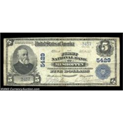 Meshoppen, PA - $5 1902 Plain Back Fr. 607 The First NB Ch. # 5429An example of the variety with the
