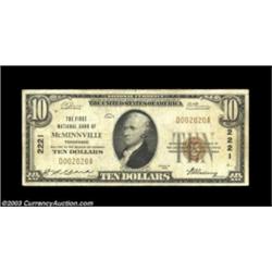 McMinnville, TN - $10 1929 Ty. 1 First NB Ch. # 2221A nice circulated small size note from this bank