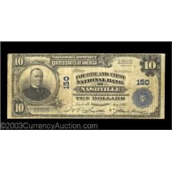 Nashville, TN - $10 1902 Plain Back Fr. 628 Fourth & First NB Ch. # 150A decent large size note from