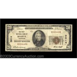 Sparta, TN - $20 1929 Ty. 1 First NB Ch. # 3614A nice small size note from this town where this cata