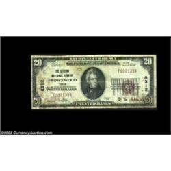 Brownwood, TX - $20 1929 Ty. 1 The Citizens NB Ch. # 8312One of only ten small notes in the census,