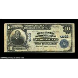 Clarksville, TX - $10 1902 Plain Back Fr. 631 The Red River NB Ch. # 4982A great Texas title adorns