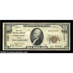 Coolidge, TX - $10 1929 Ty. 1 First NB Ch. # 7231From a scarce one-bank town in Limestone County. Fi