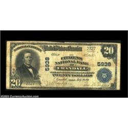 Crandall, TX - $20 1902 Plain Back Fr. 659 The Citizens NB Ch. # 5938A truly rare Kaufman County ban