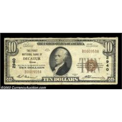 Decatur, TX - $10 1929 Ty. 1 The First NB Ch. # 2940A very rare north Texas bank which is actually s