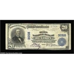 Denison, TX - $20 1902 Plain Back Fr. 650 The State NB Ch. # 3058An attractive large example from th