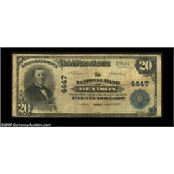 Denison, TX - $20 1902 Plain Back Fr. 653 The NB of Denison Ch. # 4447A very scarce Denison bank whi