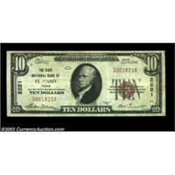 El Paso, TX - $10 1929 Ty. 1 The State NB Ch. # 2521A more than acceptable El Paso example. Fine-Ver