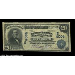 Fort Worth, TX - $20 1902 Plain Back Fr. 652 Farmers & Mechanics NB Ch. # (S)4004Only eight large si
