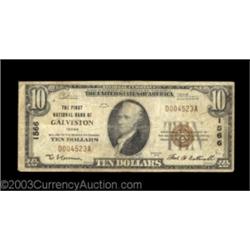 Galveston, TX - $10 1929 Ty. 1 First NB Ch. # 1566A nice small size note from this popular coastal c