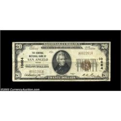 San Angelo, TX - $20 1929 Ty. 1 Central NB Ch. # 10664A nice small size note from this Tom Green Cou