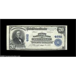 Whitewright, TX - $20 1902 Plain Back Fr. 654 First NB Ch. # 4692A pretty example from this Grayson