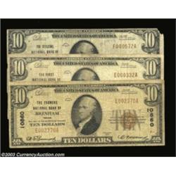 Texas Small Size Trio.A nice group of three slightly scarcer small size notes from Texas.Brenham, TX
