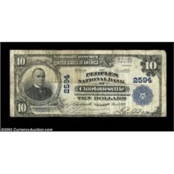 Charlottesville, VA - $10 1902 Plain Back Fr. 634 The Peoples NB Ch. # 2594About Fine, trimmed close