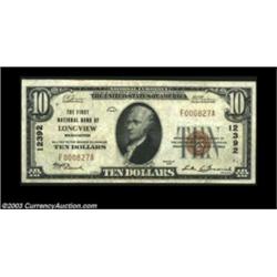 Longview, WA - $10 1929 Ty. 1 The First NB Ch. # 12392Small notes only from this bank, the sole issu