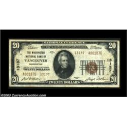 Vancouver, WA - $20 1929 Ty. 2 The Washington NB Ch. # 13137A nice example from Vancouver's last iss