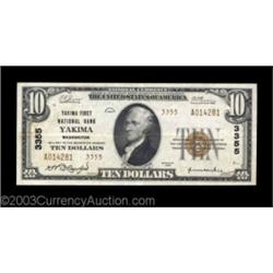 Yakima, WA - $10 1929 Ty. 2 Yakima, First NB Ch. # 3355An attractive Extremely Fine from a bank whic