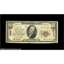 Anawalt, WV - $10 1929 Ty. 1 First NB Ch. # 10392An extremely rare small size note from this one-ban