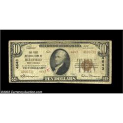 Bluefield, WV - $10 1929 Ty. 2 First NB Ch. # 4643A decent small size note from one of the more comm