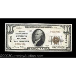 Cameron, WV - $10 1929 Ty. 1 The First NB Ch. # 6020Two Choice About Uncirculated notes from the sam