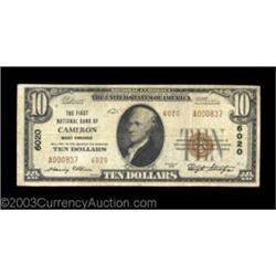 Cameron, WV - $10 1929 Ty. 2 The First NB Ch. # 6020A Very Fine example of a tough West Virginia Typ