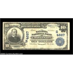 A Pair of Charleston, WV Napier-McClung Third ChartersCharleston, WV - $10 1902 Plain Back Fr. 628 T