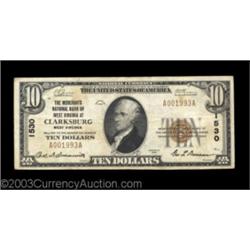 Clarksburg, WV - $10 1929 Ty. 1 The Merchants NB of West Virginia Ch. # 1530A  solid Very Fine with