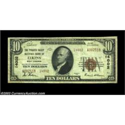 Elkins, WV - $10 1929 Ty. 2 The Tygarts Valley NB Ch. # 14002This 14000 series charter number bank i