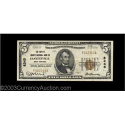Fayetteville, WV - $5 1929 Ty. 1 Fayette County NB Ch. # 8345A very scarce bank, with only eight sma