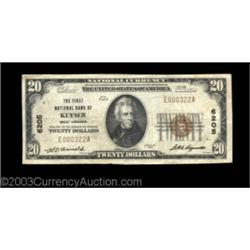 Keyser, WV - $20 1929 Ty. 1 The First NB Ch. # 6205This bank printed only 474 sheets of the $20 deno