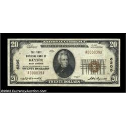 Keyser, WV - $20 1929 Ty. 1 The First NB Ch. # 6205This was the only institution in this community t