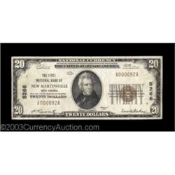 New Martinsville, WV - $20 1929 Ty. 1 The First NB Ch. # 5266With this lot we are able to offer a co