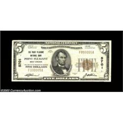 Point Pleasant, WV - $5 1929 Ty. 1 The Point Pleasant NB Ch. # 5701This attractive Very Fine note is