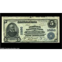 Rowlesburg, WV - $5 1902 Plain Back Fr. 602 The Peoples NB Ch. # 10250This is one of two  large size