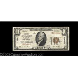 Salem, WV - $10 1929 Ty. 1 The FNB Ch. # 7250This nice Very Fine is from the only note issuing bank