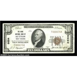 Sutton, WV - $10 1929 Ty. 1 The Home NB Ch. # 9604A nice Choice Crisp Uncirculated note from a state