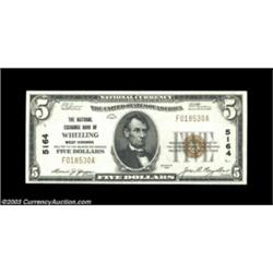 Wheeling, WV - $5 1929 Ty. 1 The National Exchange Bank Ch. # 5164A fresh and nicely centered note.