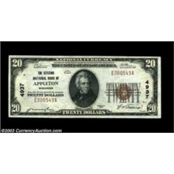 Appleton, WI - $20 1929 Ty. 1 The Citizens National Bank Ch. # 4937As nice a small size note from he