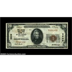 Baraboo, WI - $20 1929 Ty. 1 First NB & TC Ch. # 3609Second title used by the bank. Very Fine-Extrem