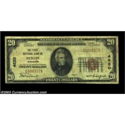 Berlin, WI - $20 1929 Ty. 1 The First NB Ch. # 4620Only small example from here in this collection.