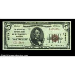 Burlington, WI - $5 1929 Ty. 1 The Burlington NB Ch. # 11783A nice mate to the large example above.