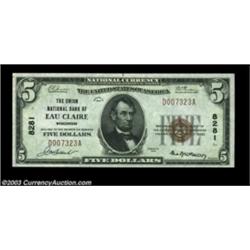 Eau Claire, WI - $5 1929 Ty. 1 The Union NB Ch. # 8281Crackling fresh, fully embossed, and just a ha