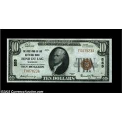 Fond Du Lac, WI - $10 1929 Ty. 1 The First-Fond Du Lac NB Ch. # 555Bright and fresh Choice Crisp Unc