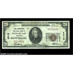 Fond Du Lac, WI - $20 1929 Ty. 1 The Commercial NB Ch. # 6015Nice Extremely Fine+.  Important notice