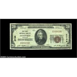 Janesville, WI - $20 1929 Ty. 1 The First NB Ch. # 2748Pleasing Very Fine small example.  Important