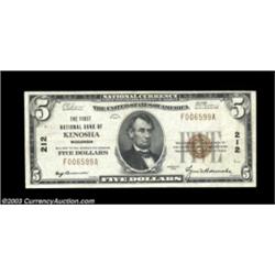 Kenosha, WI - $5, $20 1929 Ty. 1 The First NB Ch. # 212Two attractive examples, the $5 Very Fine-Ext