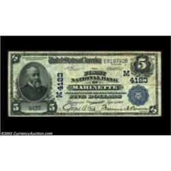 Marinette, WI - $5 1902 Date Back Fr. 592 The First NB Ch. # (M)4123A nice Date Back from considerab