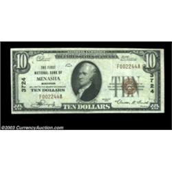 Menasha, WI - $10 1929 Ty. 1 The First NB Ch. # 3724Type ones only from this bank in small size. Bri
